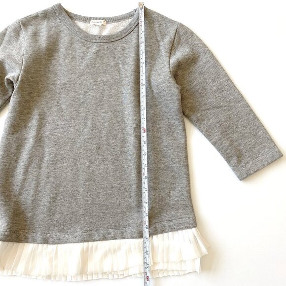 J.Crew Crewcuts Girls Size 14 Mixed Media Sweatshirt Pleated Hem 3/4 Sleeve Gray - Picture 8 of 10